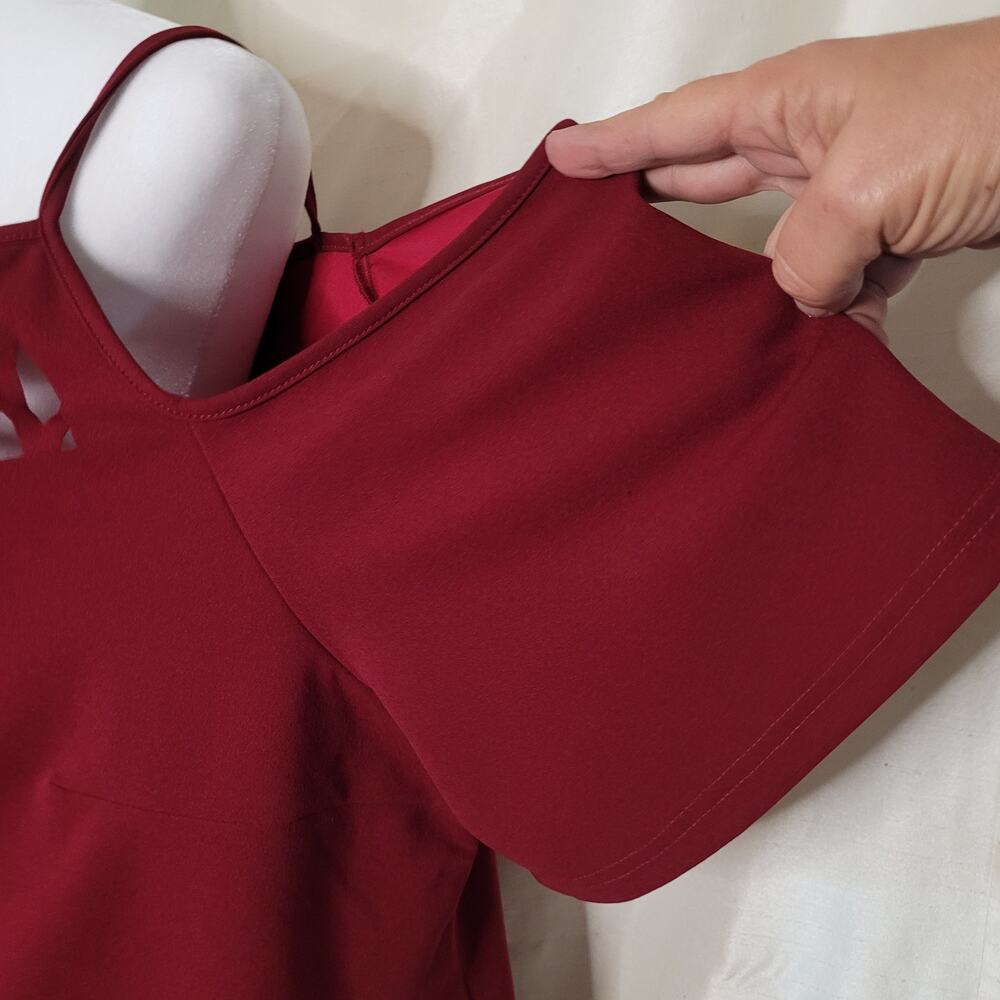 Shein Curve Red Open Shoulder Top - Size 3xl - image 4